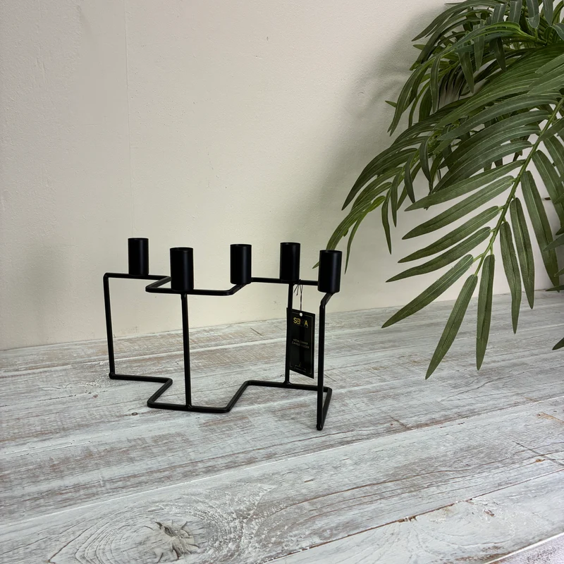 SENZA Kerzenhalter Zig Zag Schwarz Metall 5-flammig Deko Modern