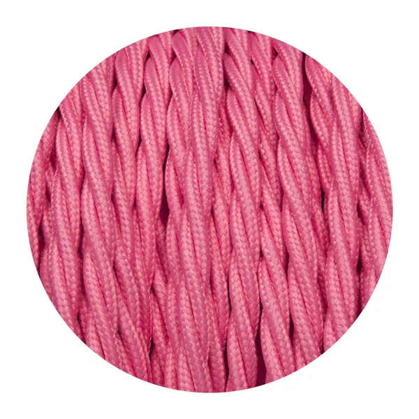 Vintage Netzkabel rosa, verdrilltes Stoff Lampenkabel~2756