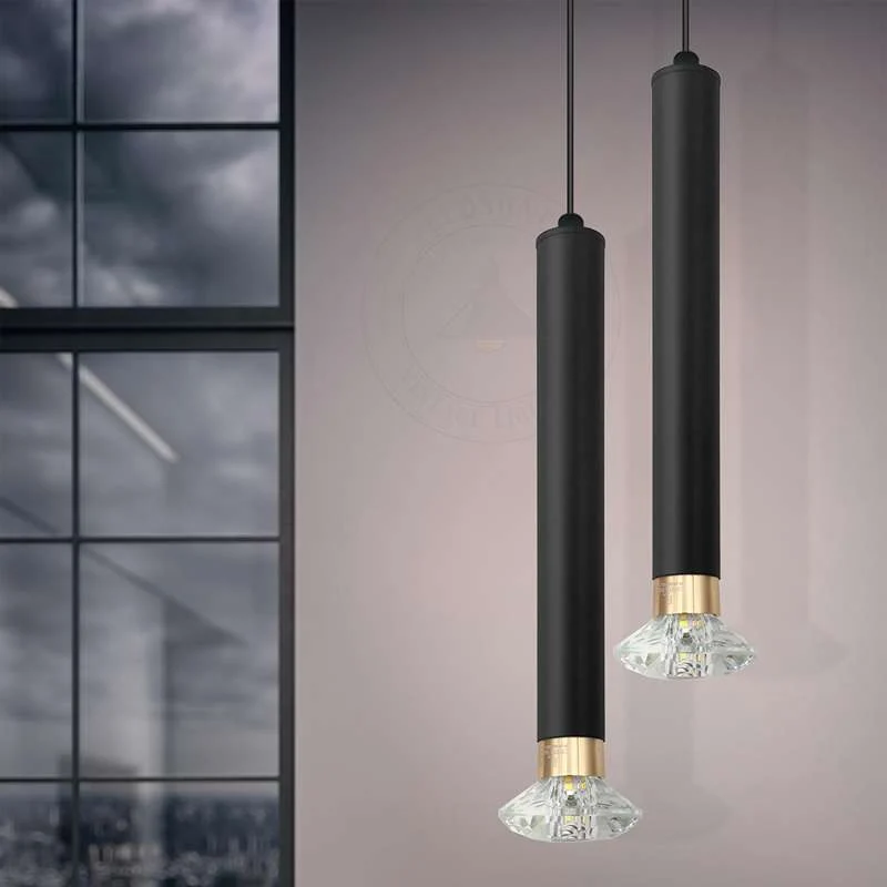 Moderne Zylindrische Pendelleuchte Schwarz Hängelampe~2631