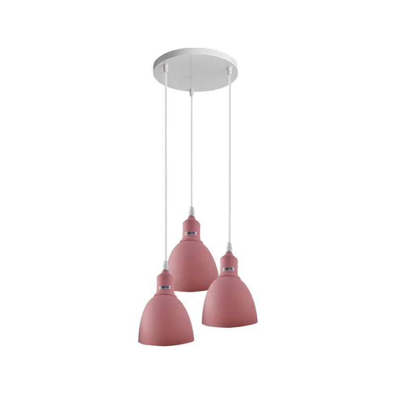 Retro Lampe Esszimmerlampe Pendelleuchte 3 Flammig 15 cm Rosa~2503