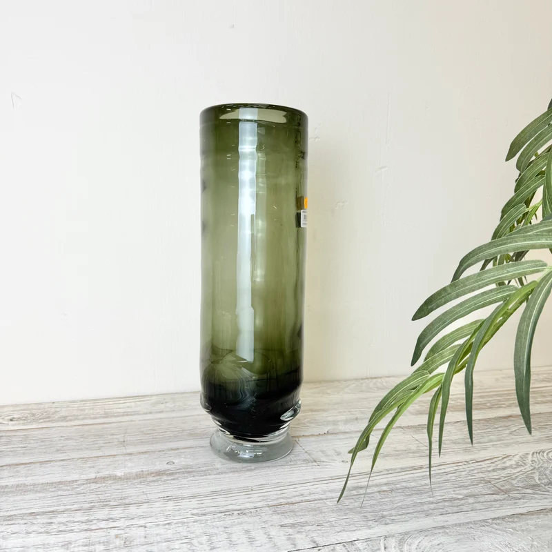 PTMD Diana Glasvase Hoch Zylindervase Dunkelgrün Vase