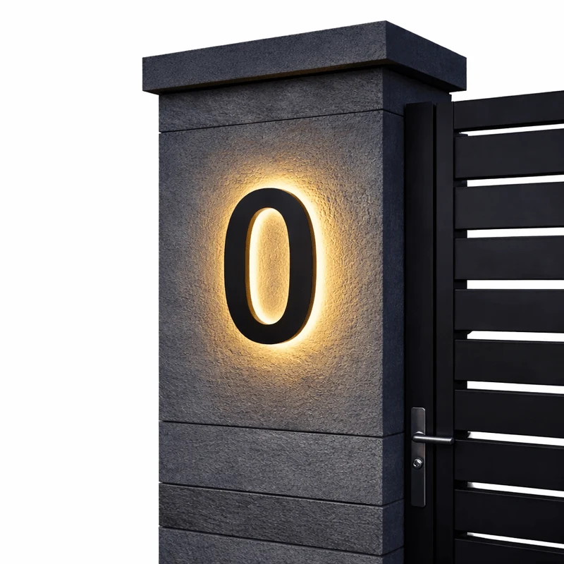 Verlicht Huisnummer LED Bord Weerbestendig Achtergrondverlichting Modern Gevelaccessoire voor Buiten en Tuin | Sansoti