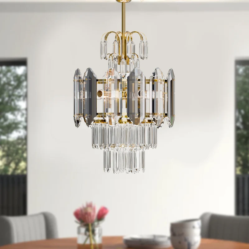 Moderne Kristall Gold-Deckenleuchte-Kronleuchter mit Kristall Tröpfchen-Hängelampe~2625