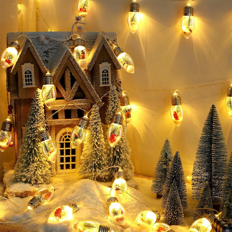 LED Lichtslingers met Kerstfiguren 10 Lampjes USB Aansluiting Feestverlichting Sfeervolle Decoratieve Lichtjes Binnen | Sansoti
