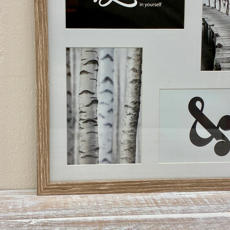 Bilderrahmen Holz für 4 Fotos Passepartout Fotorahmen Deko
