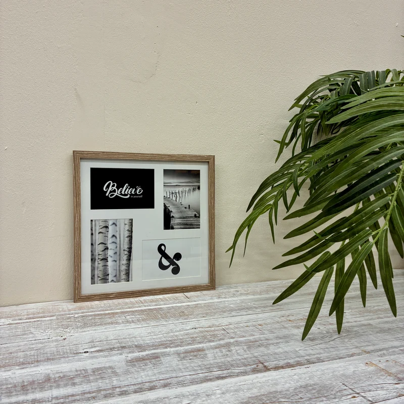 Bilderrahmen Holz für 4 Fotos Passepartout Fotorahmen Deko