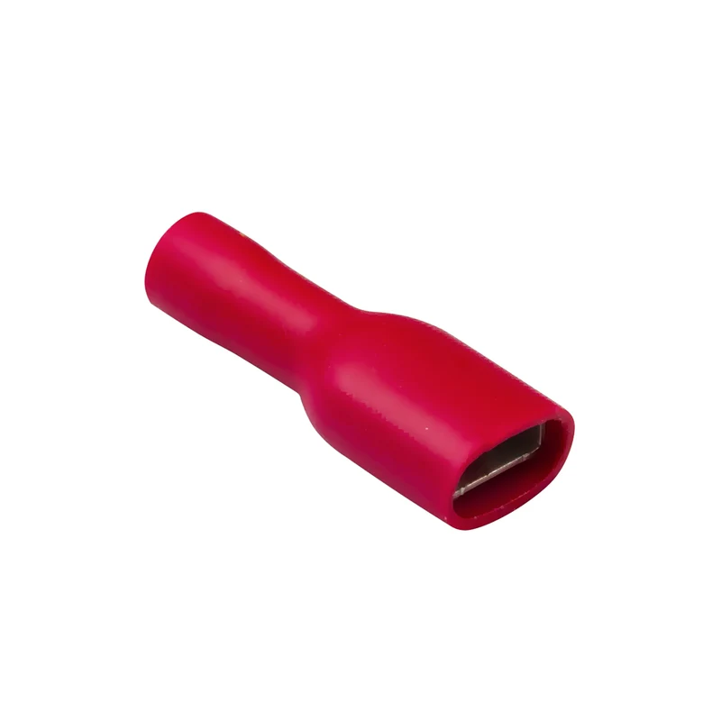 Rote, vollisolierte Flachsteckerbuchsen, 4.8 mm, 100 Stück