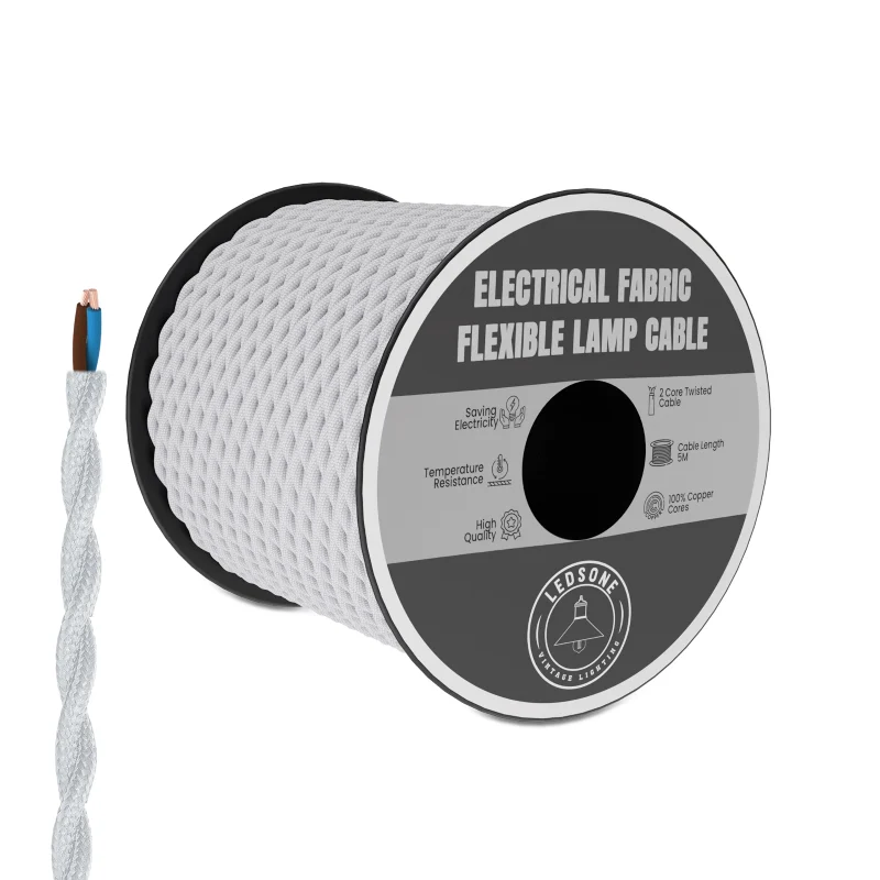 All Seasons Life Textilkabel 2-adrig Weiß Gedreht Elektrokabel ~2749
