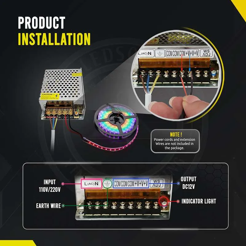 180W DC12V IP20 Universal geregelter 15 Ein LED-Transformator~2436