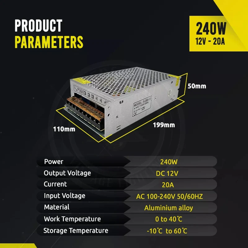 All Seasons Life 240W LED Schaltnetzteil 12V 20A Trafo IP20 ~2435