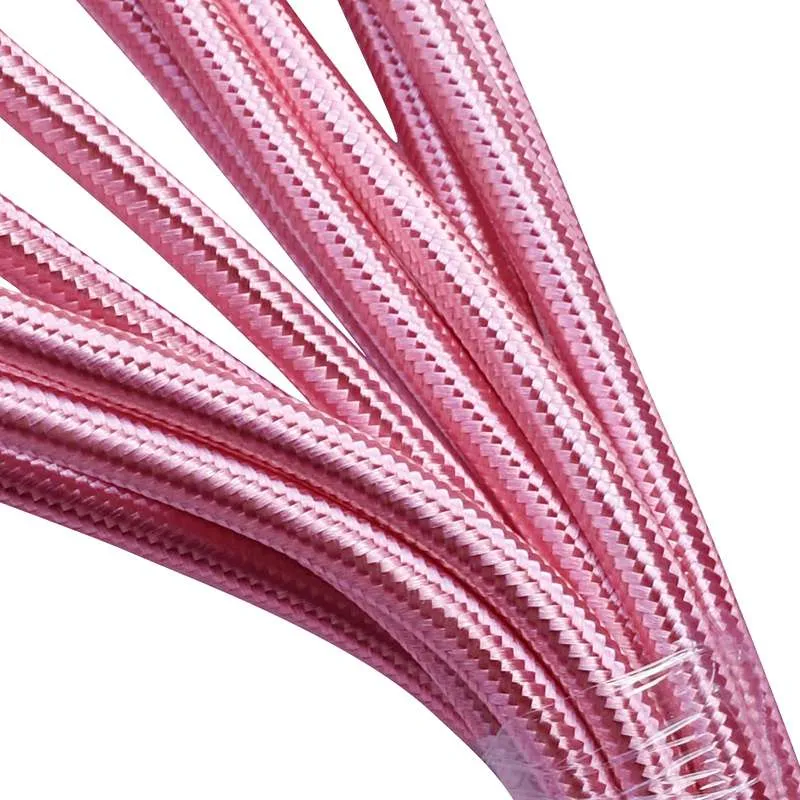 Textiles 3-adriges Lampenkabel rund glänzend rosa-2774