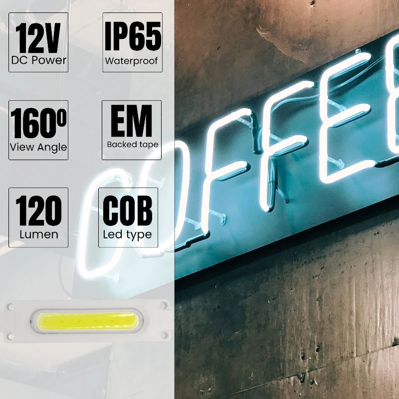 10er Set COB LED Module 12V IP65 Kaltweiß ~1750