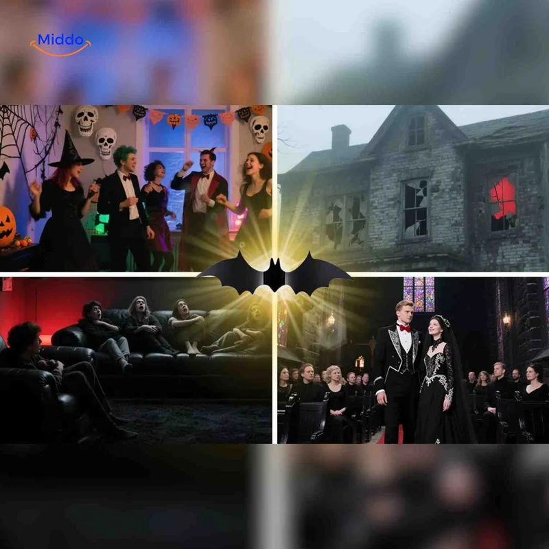 3D LED Muurdecoratie Halloween Vleermuizen Spinnen Spoken Lichtgevend Wanddecor Griezel Feestversiering Kindvriendelijk | Sansoti