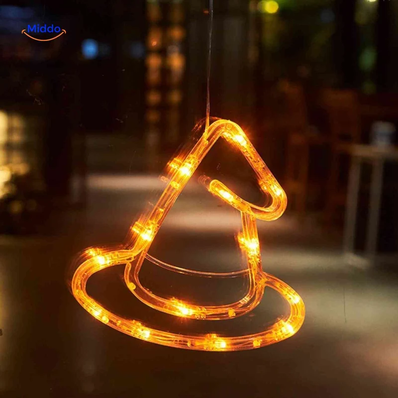Halloween LED-pompoen decoratielamp 20cm met zuignap, spookachtige sfeerverlichting voor feestdecoratie binnen | Sansoti