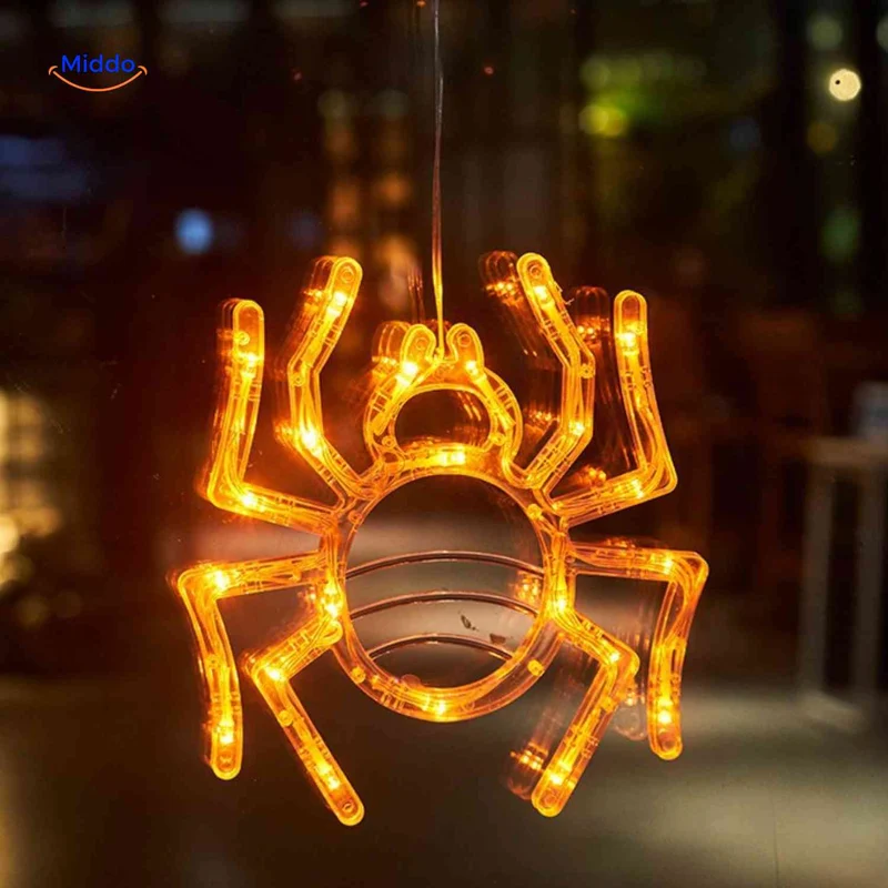 Halloween LED-pompoen decoratielamp 20cm met zuignap, spookachtige sfeerverlichting voor feestdecoratie binnen | Sansoti