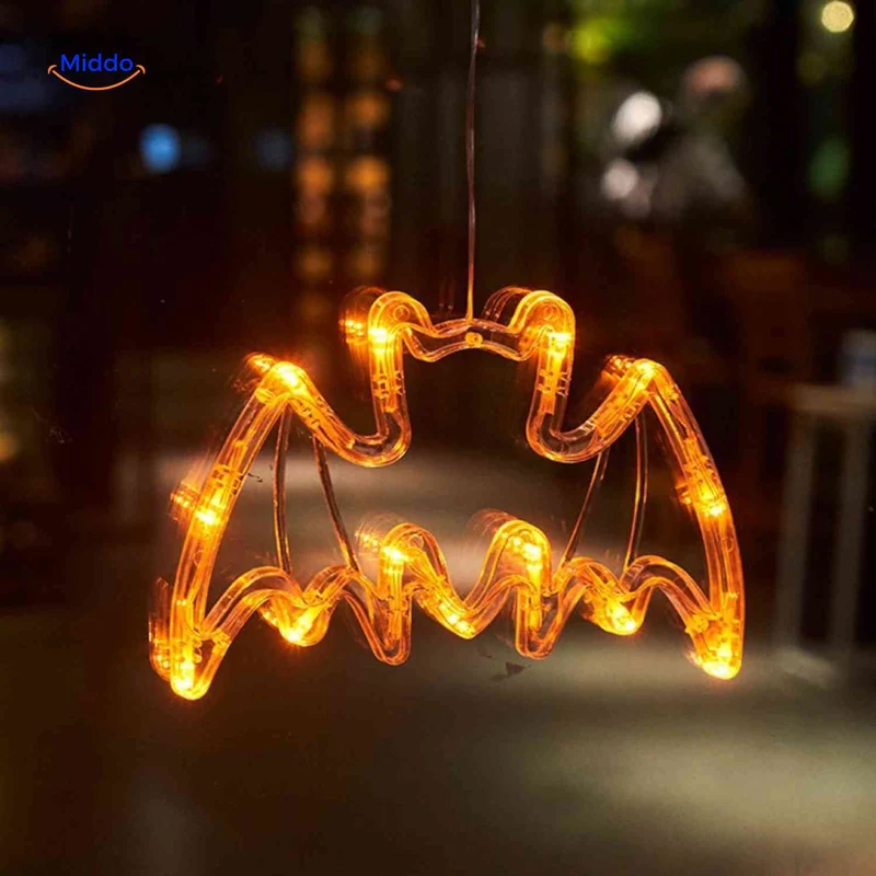 Halloween LED-pompoen decoratielamp 20cm met zuignap, spookachtige sfeerverlichting voor feestdecoratie binnen | Sansoti