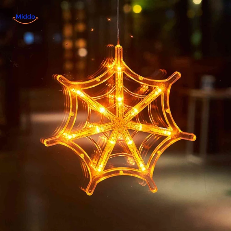 Halloween LED-pompoen decoratielamp 20cm met zuignap, spookachtige sfeerverlichting voor feestdecoratie binnen | Sansoti