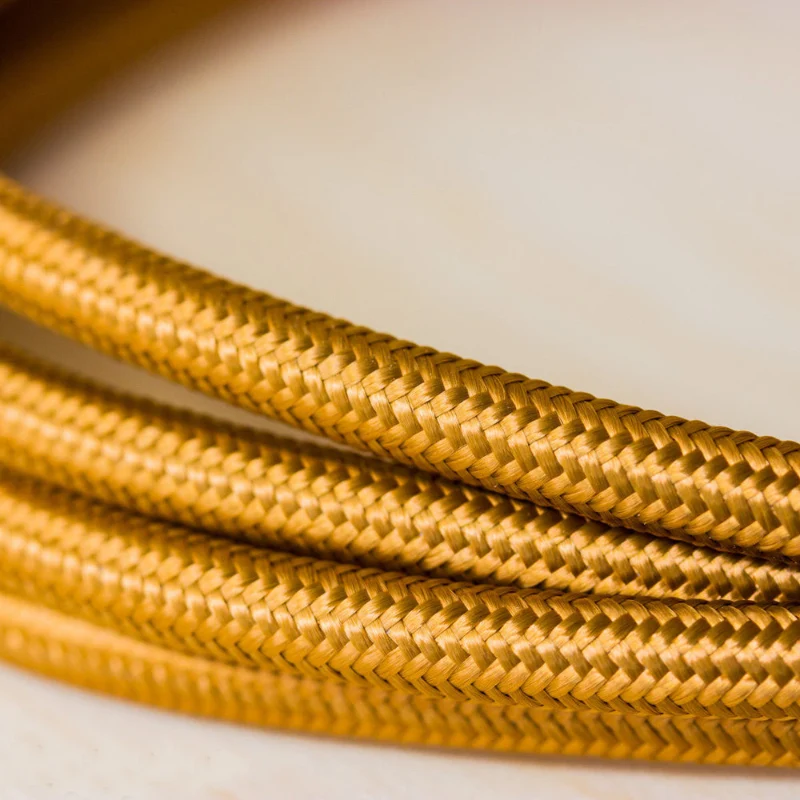 All Seasons Life Textilkabel 3-adrig Gold Rund Lampenkabel DIY ~1123