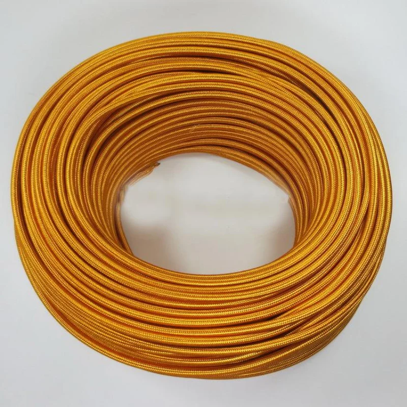 All Seasons Life Textilkabel 3-adrig Gold Rund Lampenkabel DIY ~1123