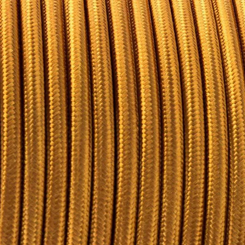 All Seasons Life Textilkabel 3-adrig Gold Rund Lampenkabel DIY ~1123