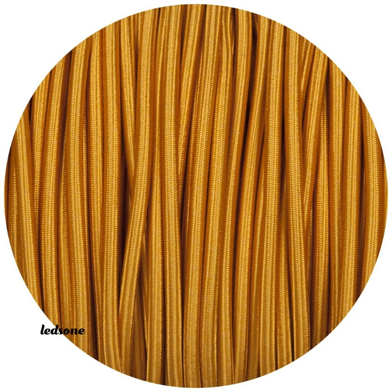 All Seasons Life Textilkabel 3-adrig Gold Rund Lampenkabel DIY ~1123