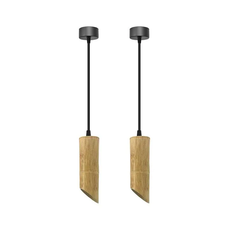 Nordic hängelampen bambus mit Zylinderform - gu10 lampe~2616
