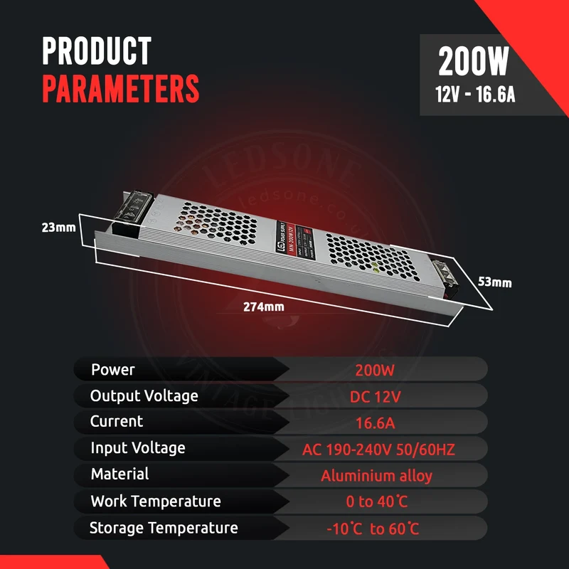 12V LED Trafo Konstantspannung – Slim Netzteil 60W-300W Wählbar | IP20 ~2561