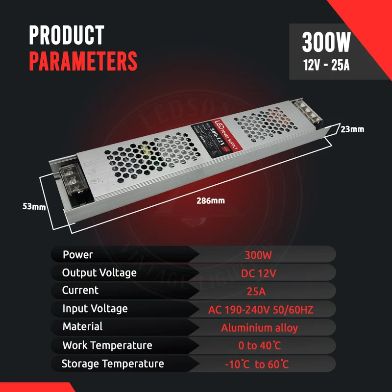 12V LED Trafo Konstantspannung – Slim Netzteil 60W-300W Wählbar | IP20 ~2561