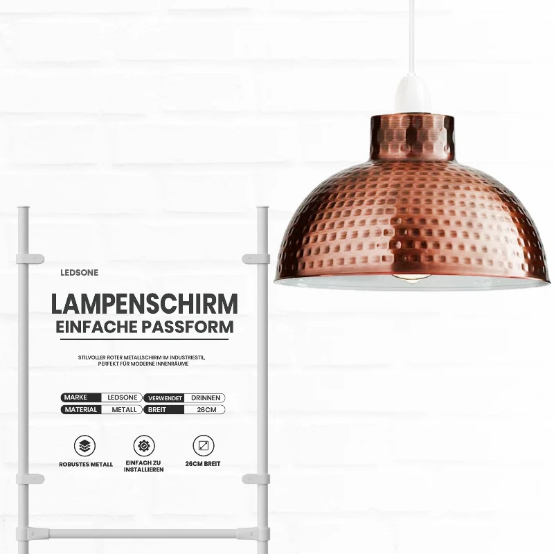 Lampenschirm Industrial – Gehämmertes Metall, 26cm, 5 Farben ~2726