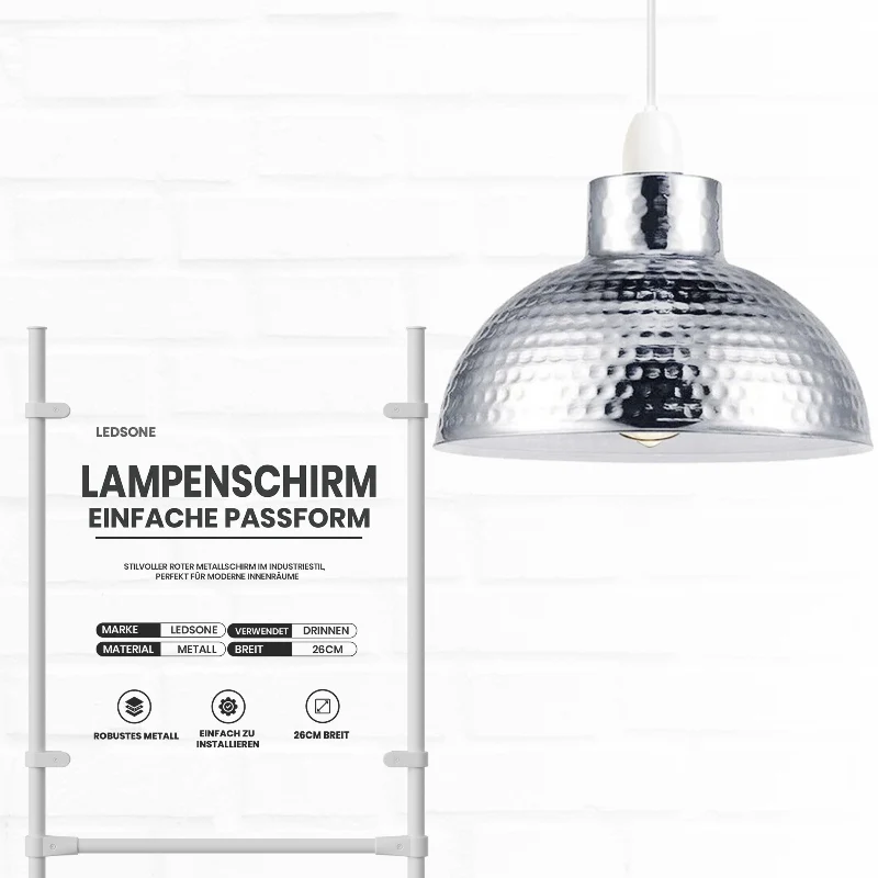 Lampenschirm Industrial – Gehämmertes Metall, 26cm, 5 Farben ~2726