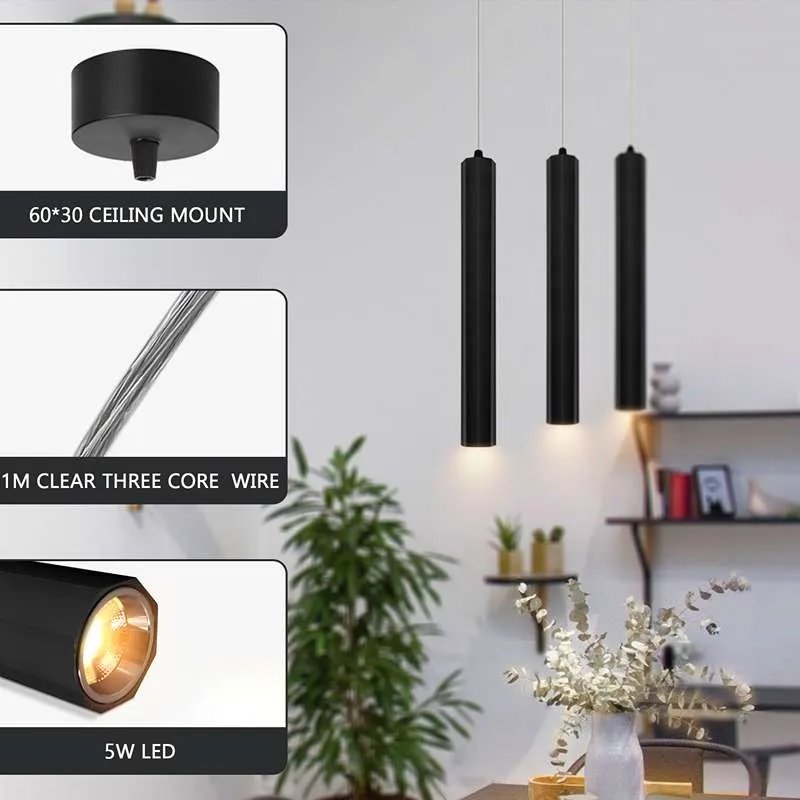 Pendelleuchte röhre schwarz , gold | Ø30cm | bar lampe~2603