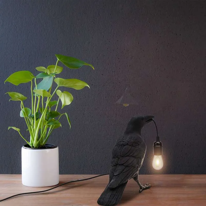 Vogel Tischlampe Krähe E27 Nachttischleuchte – UK Stecker ~2589