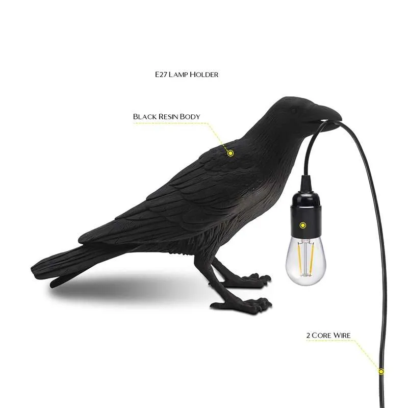 Vogel Tischlampe Krähe E27 Nachttischleuchte – UK Stecker ~2589