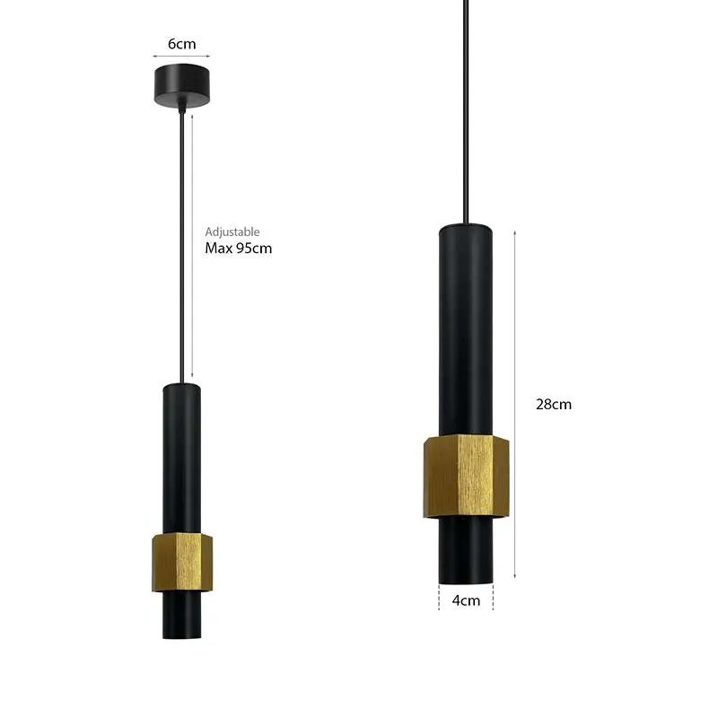 Moderne LED Pendelleuchte 5W Schwarz Höhenverstellbar ~2585