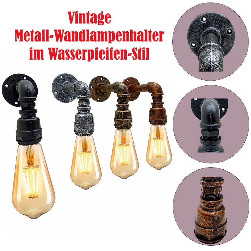 Vintage Wasserrohr Wandlampe Wandleuchte Eisen ~2579