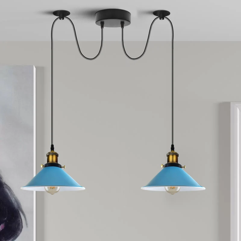 Deko Blaue industrielle Pendelleuchten 22cm|E27~2241