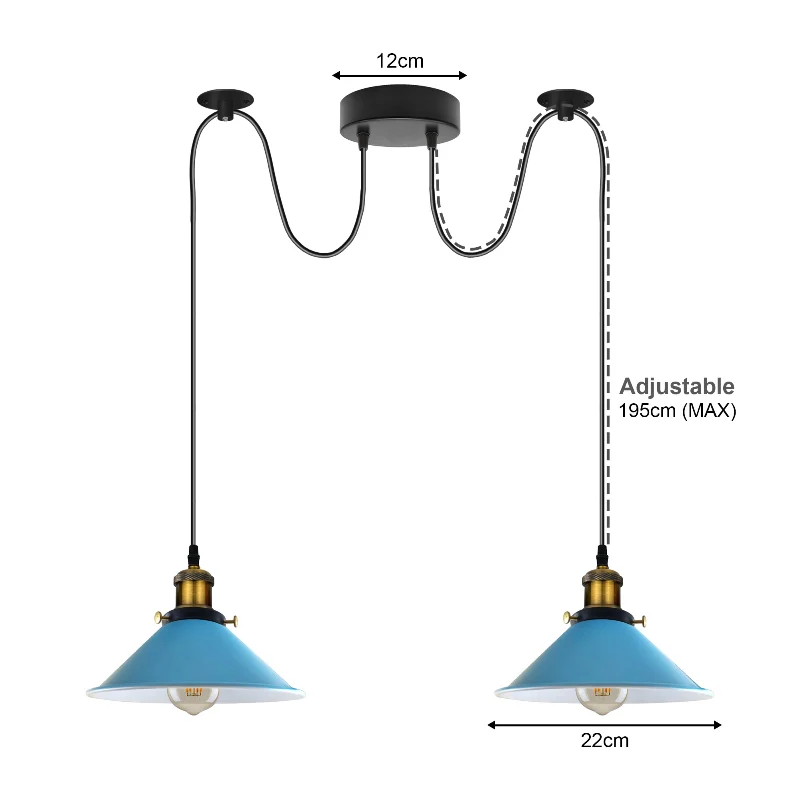 Deko Blaue industrielle Pendelleuchten 22cm|E27~2241