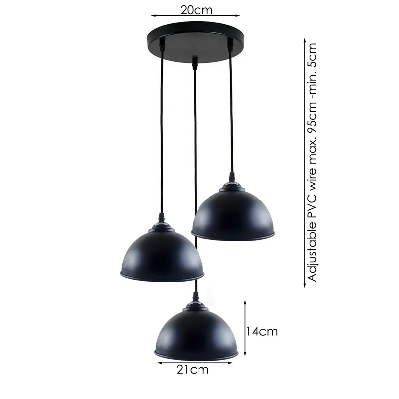 schwarz-weiße innen Pendelleuchte Shades 3 Head E27 Lampensockel~2152