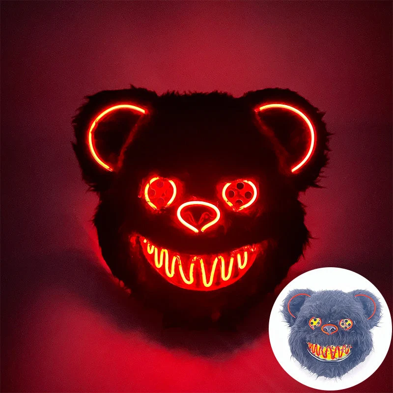 LED Horror Masker met Verlichte Beer Design | Griezelig Kostuum Accessoire voor Halloween Feest Party Decoratie | Sansoti