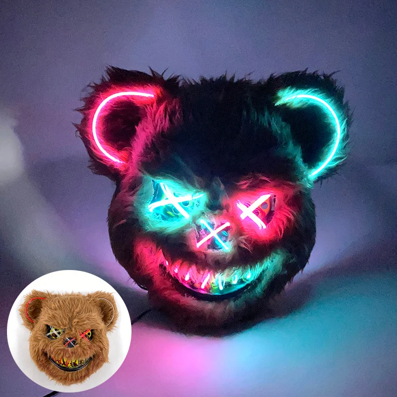 LED Horror Masker met Verlichte Beer Design | Griezelig Kostuum Accessoire voor Halloween Feest Party Decoratie | Sansoti