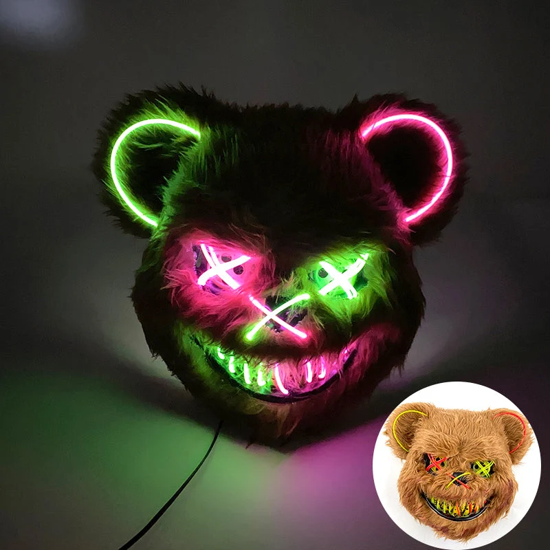LED Horror Masker met Verlichte Beer Design | Griezelig Kostuum Accessoire voor Halloween Feest Party Decoratie | Sansoti
