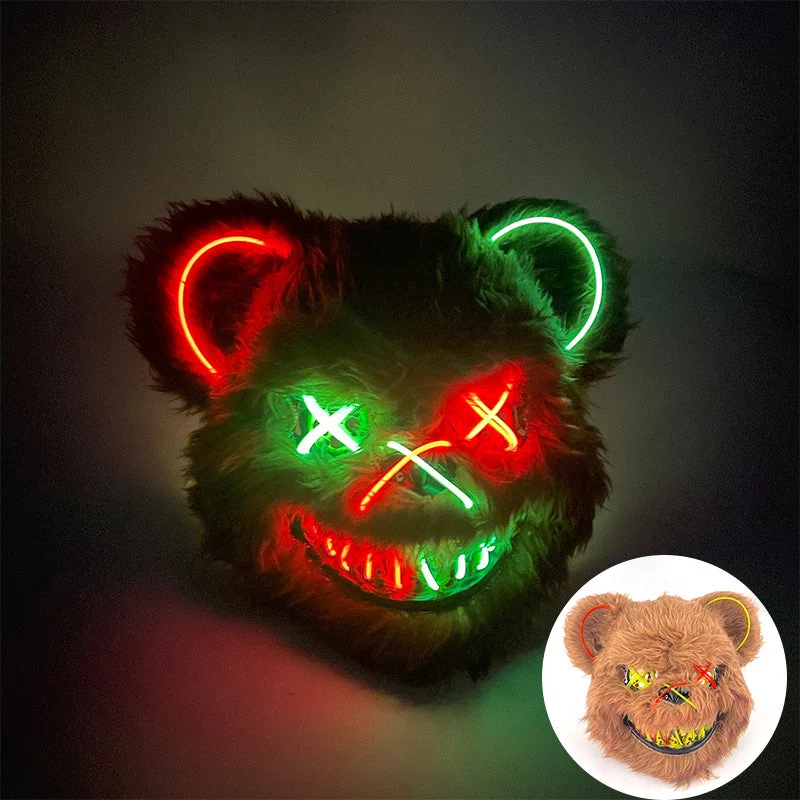 LED Horror Masker met Verlichte Beer Design | Griezelig Kostuum Accessoire voor Halloween Feest Party Decoratie | Sansoti