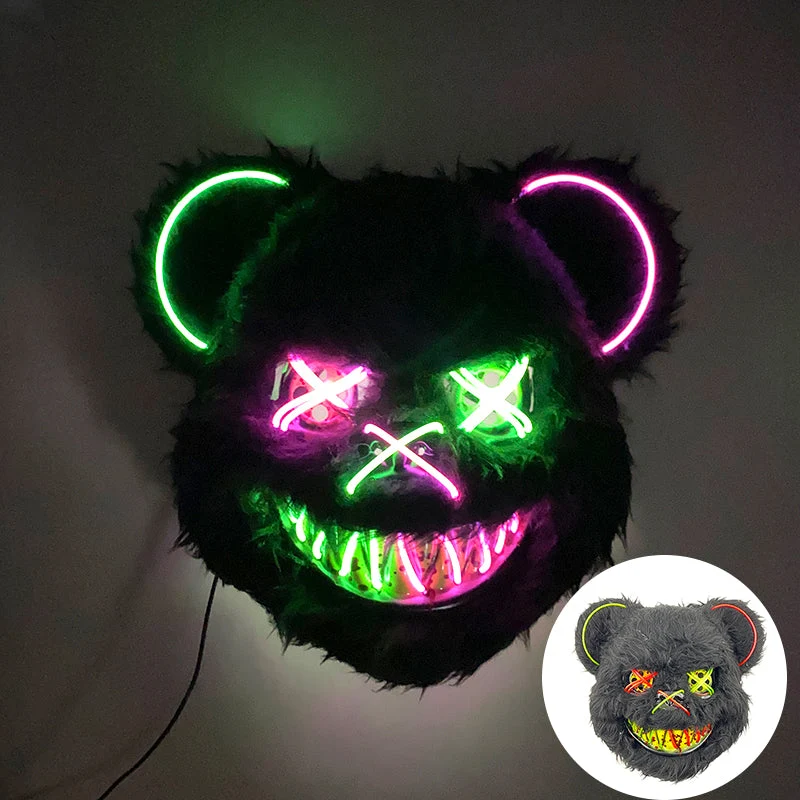 LED Horror Masker met Verlichte Beer Design | Griezelig Kostuum Accessoire voor Halloween Feest Party Decoratie | Sansoti