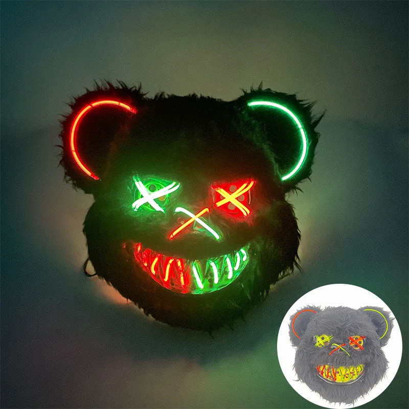 LED Horror Masker met Verlichte Beer Design | Griezelig Kostuum Accessoire voor Halloween Feest Party Decoratie | Sansoti
