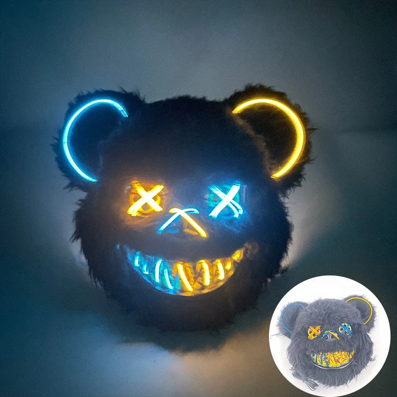 LED Horror Masker met Verlichte Beer Design | Griezelig Kostuum Accessoire voor Halloween Feest Party Decoratie | Sansoti