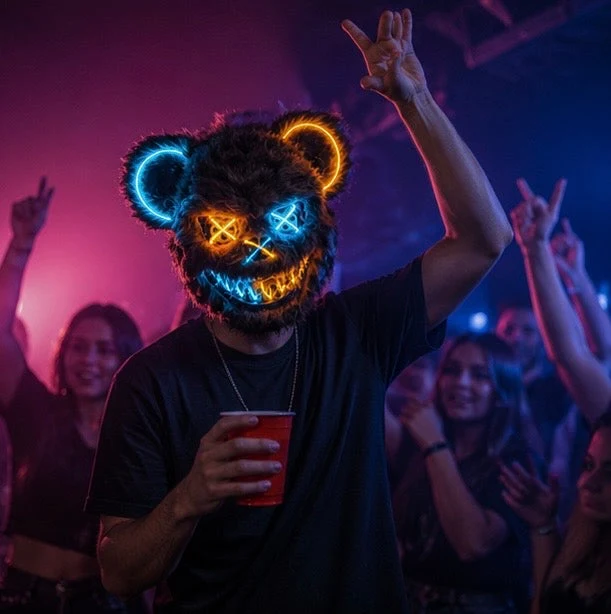 LED Horror Masker met Verlichte Beer Design | Griezelig Kostuum Accessoire voor Halloween Feest Party Decoratie | Sansoti