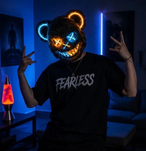 LED Horror Masker met Verlichte Beer Design | Griezelig Kostuum Accessoire voor Halloween Feest Party Decoratie | Sansoti