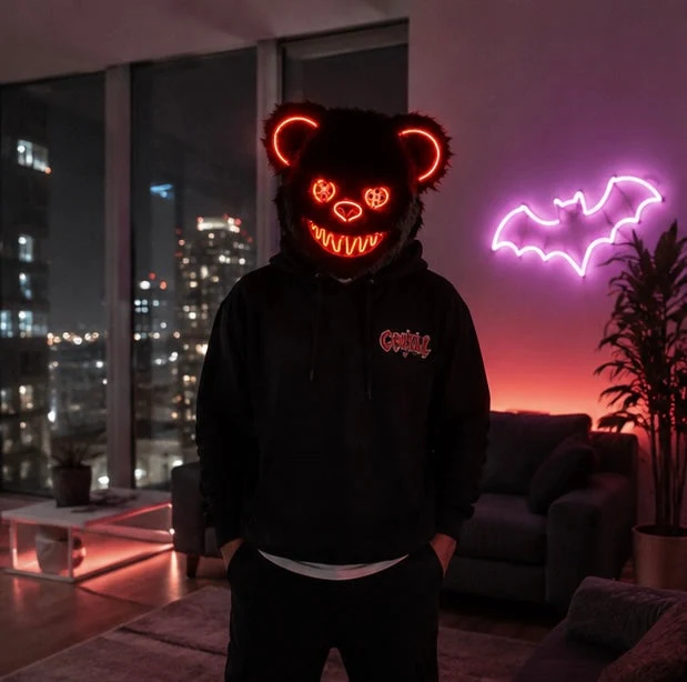 LED Horror Masker met Verlichte Beer Design | Griezelig Kostuum Accessoire voor Halloween Feest Party Decoratie | Sansoti