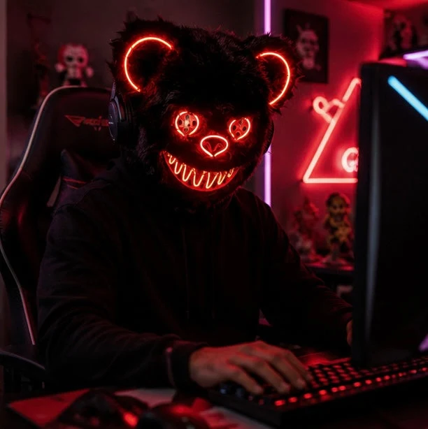 LED Horror Masker met Verlichte Beer Design | Griezelig Kostuum Accessoire voor Halloween Feest Party Decoratie | Sansoti