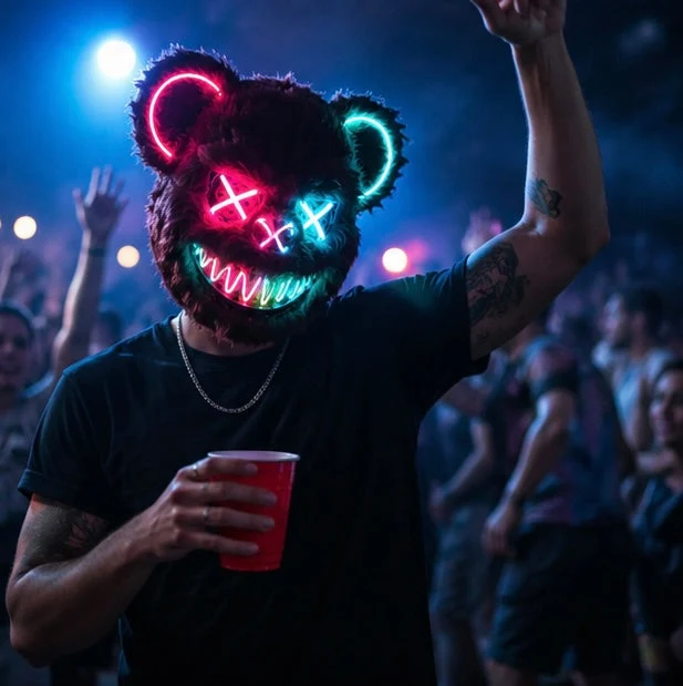 LED Horror Masker met Verlichte Beer Design | Griezelig Kostuum Accessoire voor Halloween Feest Party Decoratie | Sansoti